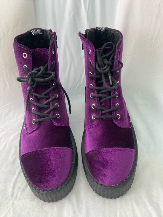 T.U.K Shoes - T.U.K. Purple Velvet Playform Boots